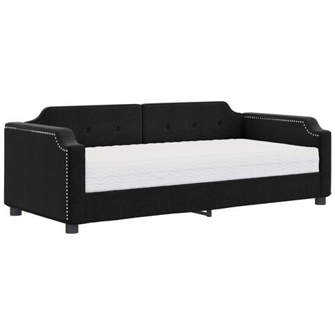 Divano Letto Con Materasso Nero 90x200 Cm In Tessuto - Foto 1