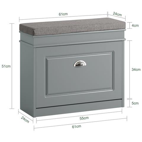 Mobili Per Scarpe Serie Scarpiere 1 Anta 1 Cuscino 60x24x51cm Grigio Fsr82-k-hg - Foto 5
