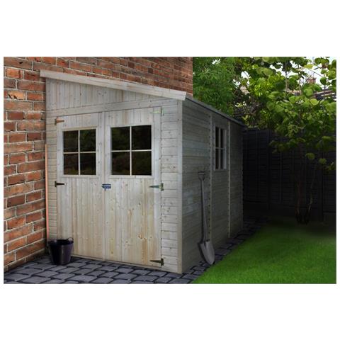 Casa Da Giardino In Legno Naturale (senza Parete Laterale) 318x211 Cm / 6 M²- Magazzino Esterno Con Finestre - Capanno Da Giardino - Timbela M339 - Foto 2