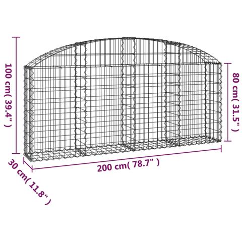 Cesto Gabbione Ad Arco 200x30x80/100 Cm Ferro Zincato - Foto 4