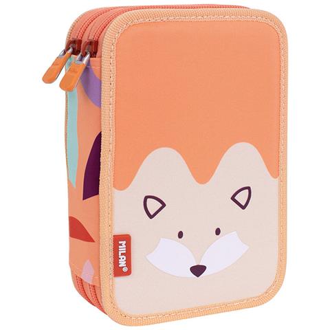 Astuccio Doppio Milan Fun Animals Arancio 19,5 X 13 X 5 Cm 36 Pezzi - Foto 1