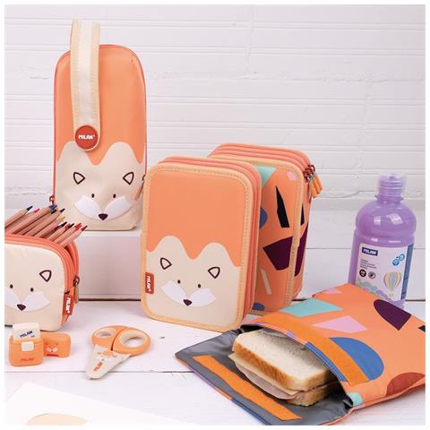 Astuccio Doppio Milan Fun Animals Arancio 19,5 X 13 X 5 Cm 36 Pezzi - Foto 2