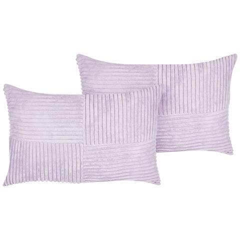 Set Di 2 Cuscini Millet Velluto A Coste 47 X 27 Cm Tinta Unita Viola - Foto 2