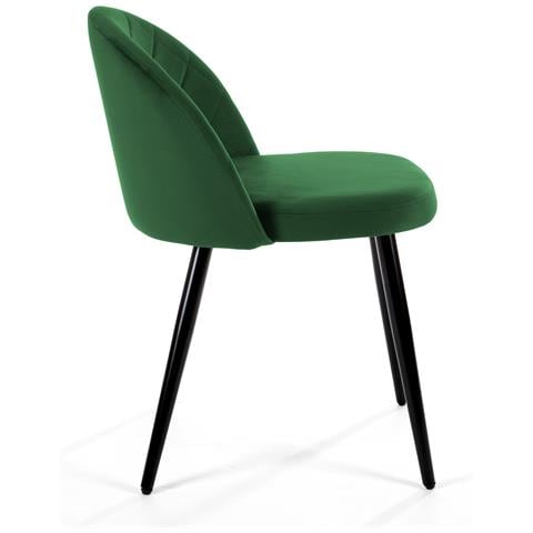 Sedia da Pranzo in Velluto SJ. 077, Colore Verde Bottiglia - Foto 2