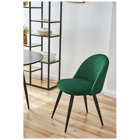 Sedia da Pranzo in Velluto SJ. 077, Colore Verde Bottiglia - Foto 7