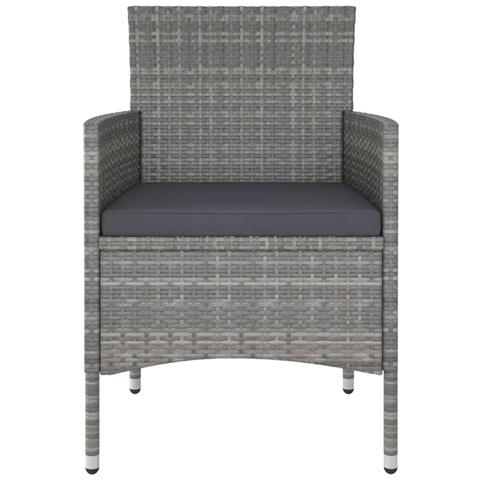 Set Bistrot Da Giardino 5pz Polyrattan E Vetro Temperato Grigio - Foto 2