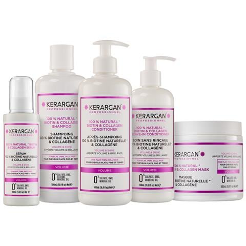 Set Volumizzante: Shampoo, Balsamo, Maschera, Siero & Leave-in Alla Biotina & Collagene Per Capelli Piatti, Fini E Opachi - Senza Solfati, Ogm, Silicone - 3x500ml+1x100ml+1x350ml - Foto 1