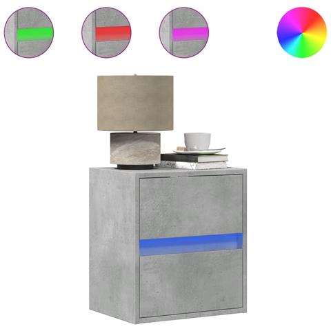 Comodino A Parete Con Luci Led Grigio Cemento - Foto 2