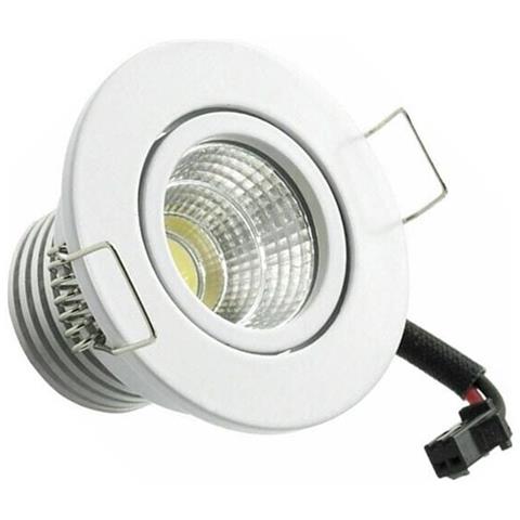 Faretto Led Cob 3 W Luce Calda 3000k A Incasso Orientabile Bordo Bianco P-45-bc - Foto 1