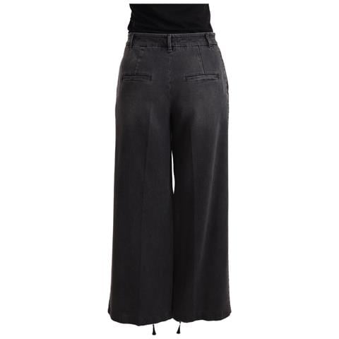 Jeans In Denim A Gamba Larga A Vita Media Lavati Grigi - It40-s - Foto 2