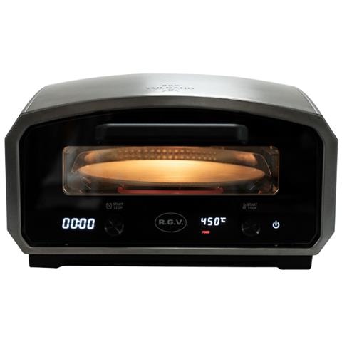 Forno Pizza Elettrico Vulcano con Display LED Temperatura Regolabile da 150 a 450°C Potenza 2100 W Colore Nero - Foto 1