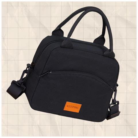 Borsa Termica Porta Pranzo Da Lavoro, Borsa Tote Porta Pranzo A Tracolla Per Donne E Uomini Black - Foto 2