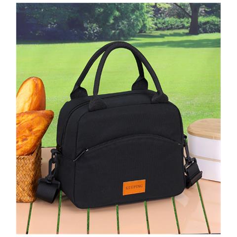 Borsa Termica Porta Pranzo Da Lavoro, Borsa Tote Porta Pranzo A Tracolla Per Donne E Uomini Black - Foto 4