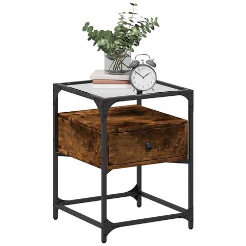 Comodino Rovere Fumo 40x40x55 Cm In Legno Multistrato - Foto 3