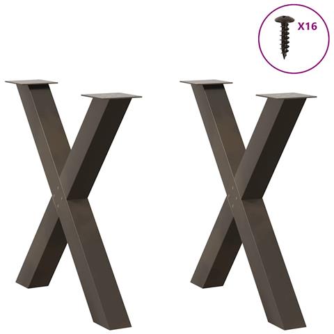Gambe Tavolo Pranzo A X 2 Pz Naturale 70x(72-73) Cm Acciaio - Foto 3