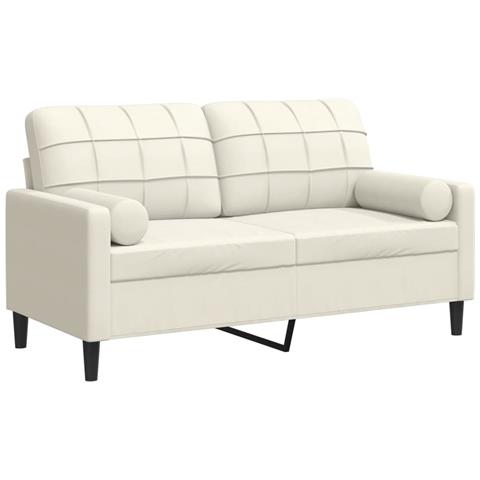 Divano A 2 Posti Con Cuscini Crema 140 Cm In Velluto - Foto 2