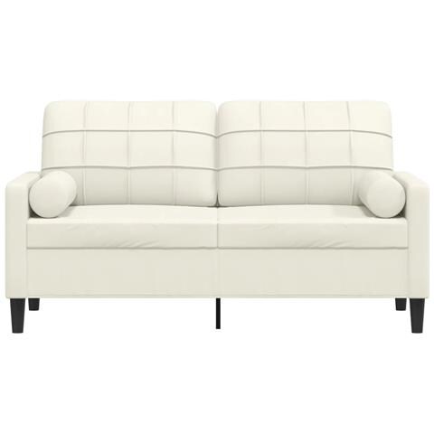 Divano A 2 Posti Con Cuscini Crema 140 Cm In Velluto - Foto 3