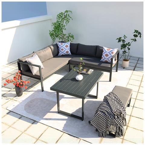 Marbella Salotto Panoramico Da Giardino A 8 Posti In Resina Intrecciata Nera E Grigia - Foto 8