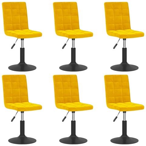 Sedie Da Pranzo Girevoli 6 Pz Giallo Senape In Velluto - Foto 1