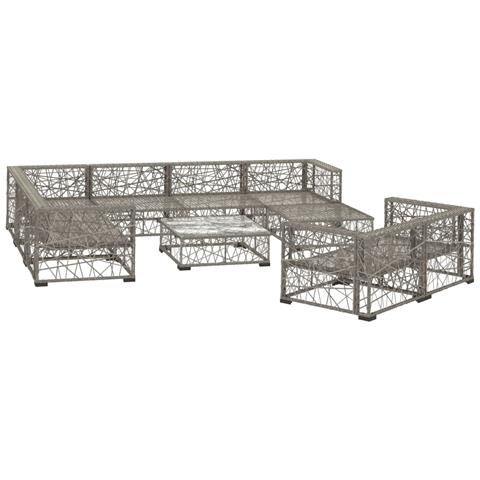 Set Divani Da Giardino 10 Pz Con Cuscini In Polyrattan Grigio - Foto 2