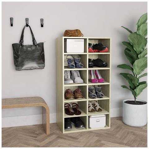 Lusso Casadino -  Scarpiera Rovere Sonoma 54x34x100,5 Cm In Legno Multistrato - Foto 6