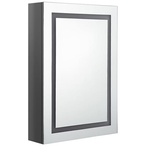 Armadietto Bagno Con Specchio E Led Grigio Lucido 50x13x70 Cm - Foto 2