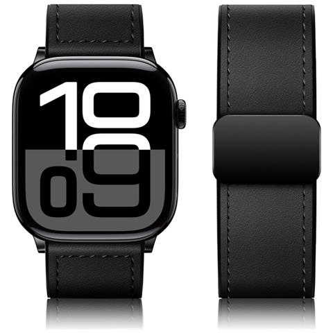 Cinturino Premium In Pelle Per Apple Watch Con Fibbia Magnetica Black L - Foto 4