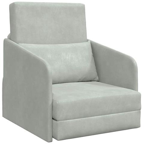 Divano Letto a Terra 2-in-1 Grigio Chiaro 65x80x83 cm Velluto - Foto 1