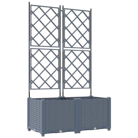 Fioriera da Giardino con Graticcio 2 pz Grigio Chiaro 80x40x143 cm - Foto 1