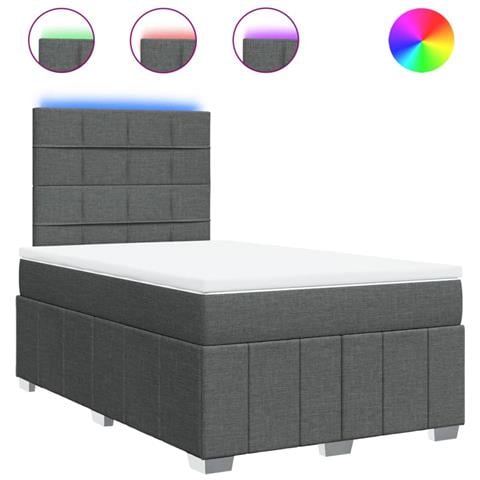 Giroletto a Molle con Materasso Grigio Scuro 120x190cm Tessuto - Foto 1