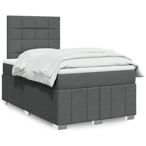 Giroletto a Molle con Materasso Grigio Scuro 120x190cm Tessuto - Foto 2
