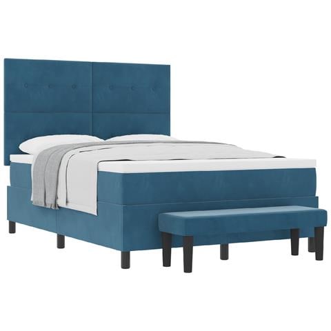 Letto sospeso con Materasso & Panchina Blu Scuro 140x190 cm Velluto - Foto 1