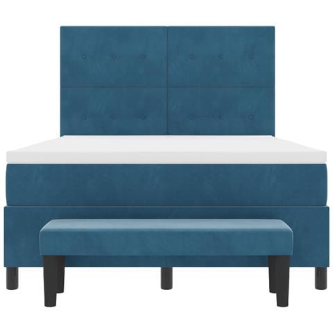 Letto sospeso con Materasso & Panchina Blu Scuro 140x190 cm Velluto - Foto 9