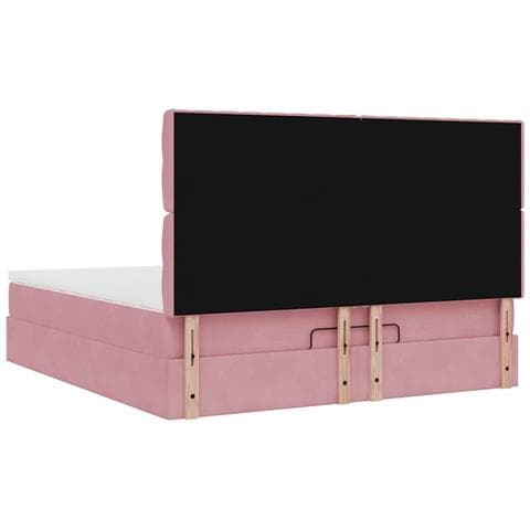 Struttura Letto Pouf con Materassi Rosa 180x200 cm Velluto - Foto 9