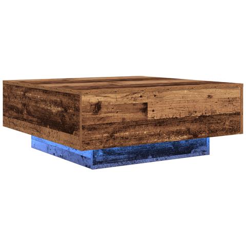 Tavolino da caffè con luci LED Legno vecchio 80x80x31 cm - Foto 1