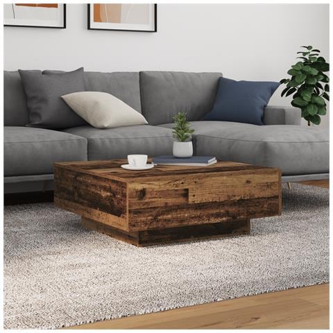 Tavolino da caffè con luci LED Legno vecchio 80x80x31 cm - Foto 2