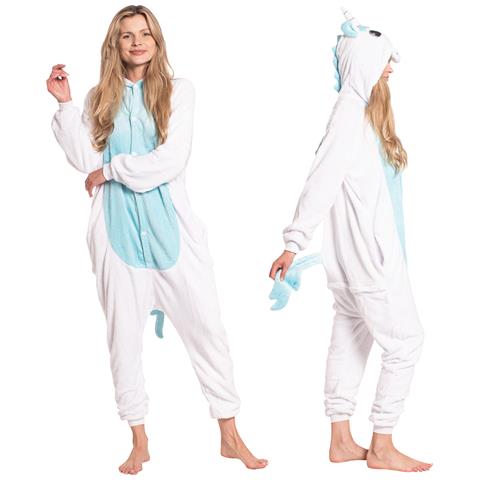 Pigiama Da Donna Tuta Kigurumi Onesie Unicorno Blu 165-175 Cm L - Foto 1