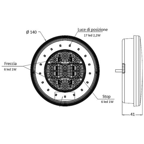 Fanale Posteriore Dx Led 12-24v Ø 140mm - Foto 2