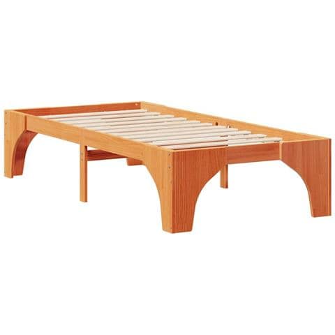 Struttura letto a terra Marrone Legno di pino massello - Foto 1