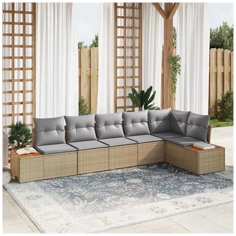 Set Divano da Giardino con cuscino 6 pcs beige e grigio chiaro - Foto 2