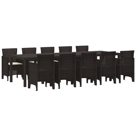Set da Pranzo per Giardino 11 pcs Marrone e Crema Rattan - Foto 1