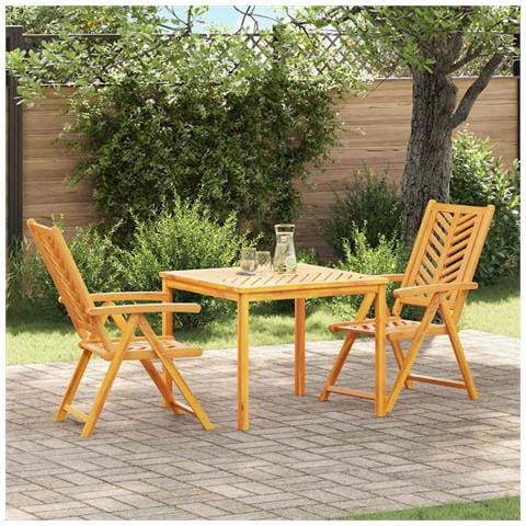 Set da Pranzo per Giardino 3 pcs Marrone 90 x 90 x 74 cm - Foto 2