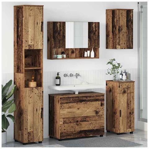 Set di mobili per il bagno 5 pcs Legno vecchio 30 x 35 x 192 cm - Foto 2