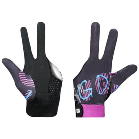 Guanto Da Biliardo A 3 Dita Antiscivolo Ad Alta Elasticità - Guanto Intero In Nylon Per Prestazioni Superiori Negli Sport Con Stecca Black+purple - Foto 1