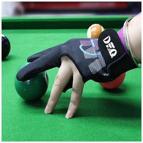 Guanto Da Biliardo A 3 Dita Antiscivolo Ad Alta Elasticità - Guanto Intero In Nylon Per Prestazioni Superiori Negli Sport Con Stecca Black+purple - Foto 5