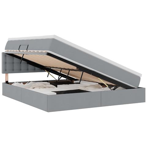 Letto con contenitore e materasso Grigio chiaro 160 x 200 cm - Foto 1