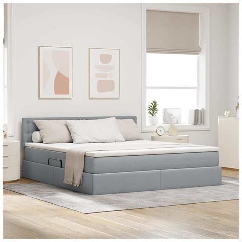 Letto con contenitore e materasso Grigio chiaro 160 x 200 cm - Foto 2
