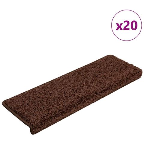 Tappetini per scale 20 pz 65x21x4 cm Marrone Bordo rettangolare - Foto 1