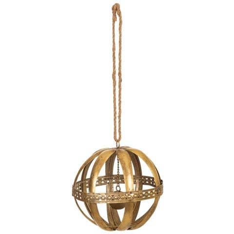 Sfera Decorativa In Metallo Dorato 20x20x23h - Foto 1