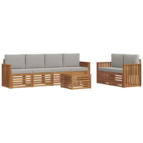 Set divani con cuscino 7 pcs Grigio Naturale e Chiaro - Foto 1